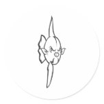 Serious Mola Fish in Black and White Round Stickers