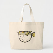 Serious Puffer Fish in Black and White Bag
