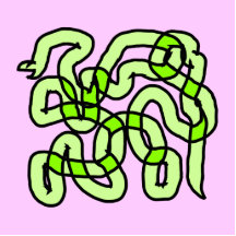 Serpiente de verde lima, en rosa esculturas fotográficas