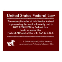 Service Dog Rights Card business cards by Petcetera Service Dog Rights Card business cards