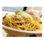Serving a Bowl of Spaghetti with Tomato Sauce Postcard