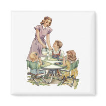 Serving Lunch Refrigerator Magnets