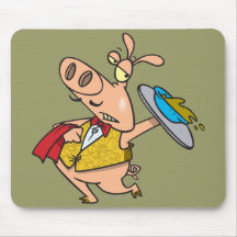 serving pig slop waiter cartoon mouse pads