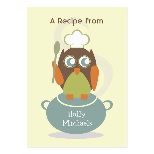 Set Of 100 Recipe Cards - Owl With Chef's Hat Business Card Template (front side)