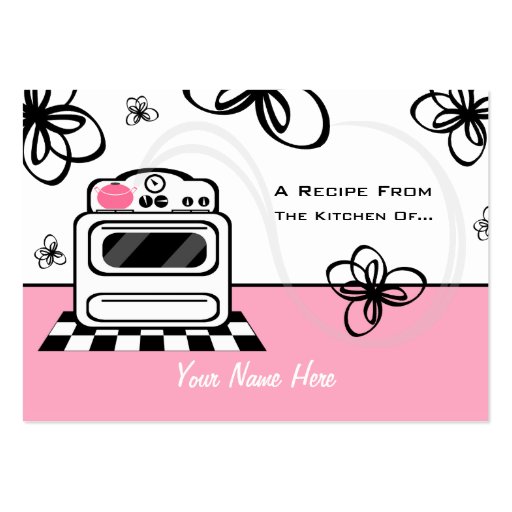 Set Of 100 Recipe Cards - Retro Stove Pink Kitchen Business Card Template