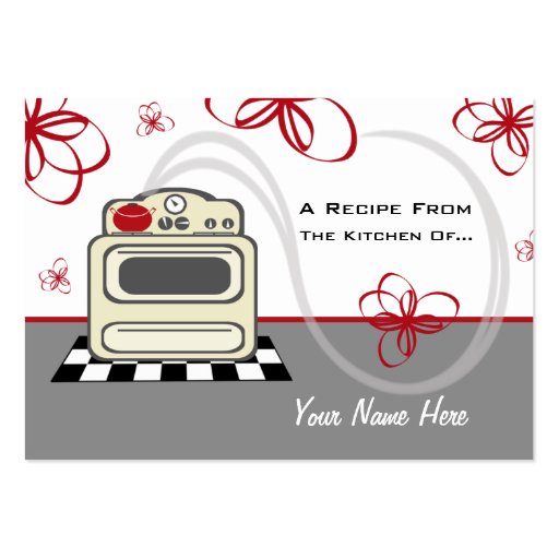 Set Of 100 Recipe Cards - Retro Stove Red Kitchen Business Card Templates (front side)