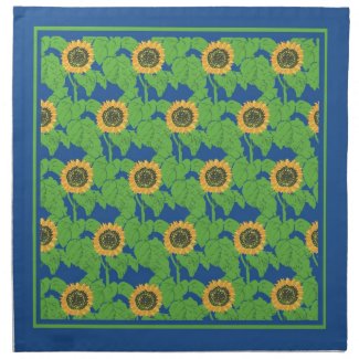 Set of 4 Cloth Table Napkins - Golden Sunflowers