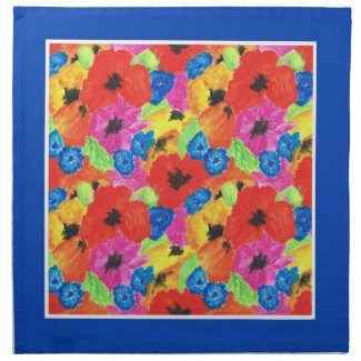 Set of Poppies and Cornflowers Cloth Table Napkin