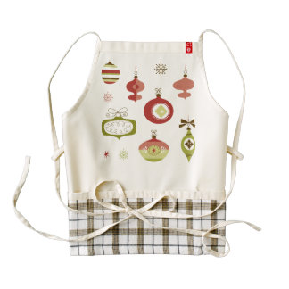 Set of Retro Christmas Ornaments Zazzle HEART Apron