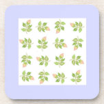 Set of Vintage Pink Rosebuds Cork-backed Coasters