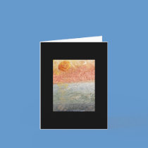 Setting Sun abstract painting design on notecard cards