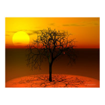 Setting sun & tree posters