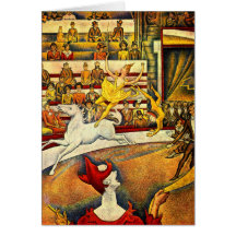 seurat Painting - The Circus Greeting Cards