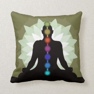 Seven Chakras Yoga Pose Design Throw Pillow