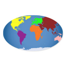 Seven Continents Colored Stickers