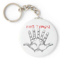 seven_fingered_hand, I HAS 7 FINGAZ Key Chain