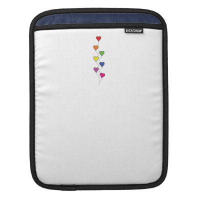 Seven Rainbow Colored Heart Balloons Sleeve For iPads