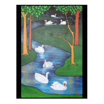 Seven Swans A-Swimming Postcard