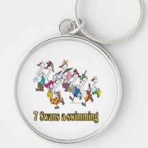 seven swans a-swimming seventh 7th day christmas keychains