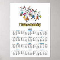 seven swans a-swimming seventh 7th day christmas poster