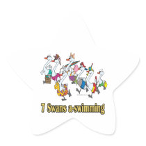 seven swans a-swimming seventh 7th day christmas star sticker