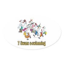 seven swans a-swimming seventh 7th day christmas sticker