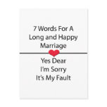 Seven Words For a Long and Happy Marriage Post Card