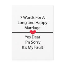 Seven Words For a Long and Happy Marriage postcards by samack Seven Words For a Long and Happy Marriage postcards