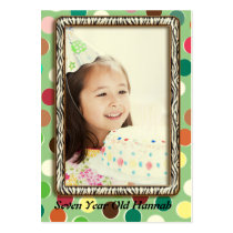 Seven Year Old  Girls Zebra Birthday Photo Cards business cards