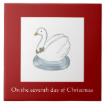 Seventh Day of Christmas Tile - Swan with Holly