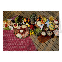 Several deli trays and salads cards