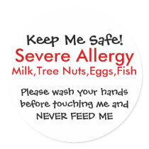 Severe Allergy Round Sticker