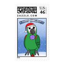 Severe Macaw Happy Holidays Postage Stamps