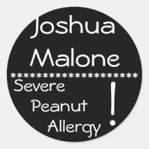 Severe Peanut Allergy Label Round Stickers