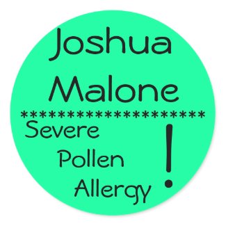 Severe Pollen Allergy Label sticker
