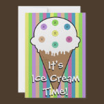 Sew Buttons On Ice Cream Birthday Invitation invitations