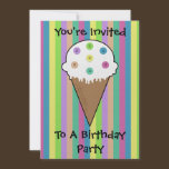 Sew Buttons On Ice Cream Birthday Invitation invitations