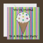 Sew Buttons On Ice Cream Birthday Invitation invitations