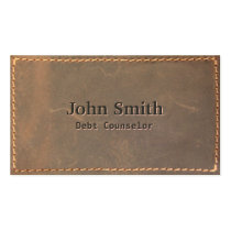Sewed Leather Debt Counselor Business Card