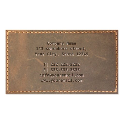 Sewed Leather Equine Dentist Business Card (back side)