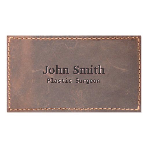 Sewed Leather Plastic Surgeon Business Card (front side)