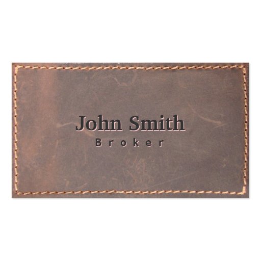 Sewed Leather Real Estate Broker Business Card