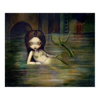 Sewer Mermaid ART PRINT urban steampunk print