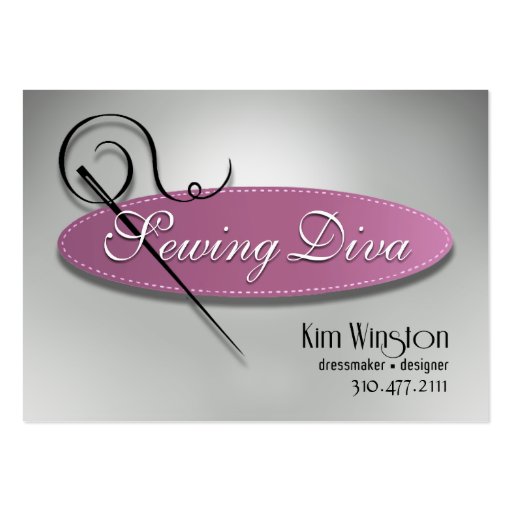"Sewing Diva" - Seamstress, Dressmaker, Designer Business Card Template (front side)