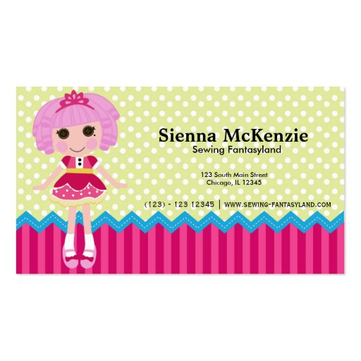 Sewing doll business card template (front side)