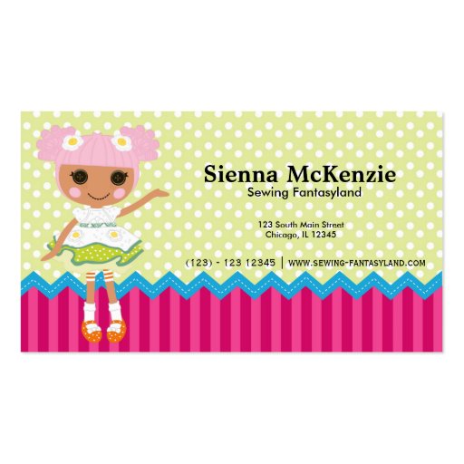 Sewing doll business cards (front side)