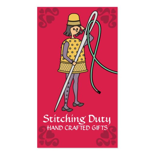 Sewing embroidery thimble needle thread soldier business card (front side)