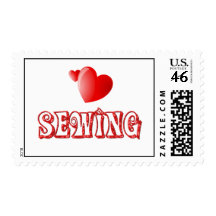 Sewing Hearts Postage Stamp