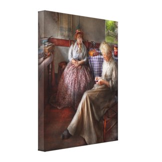 Sewing - I can watch her sew for hours Stretched Canvas Prints