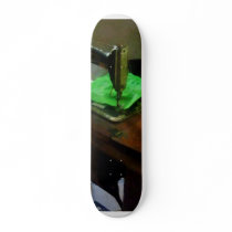 Sewing Machine With Green Cloth Skate Deck